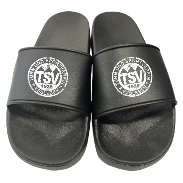 Badeschuhe Badelatschen schwarz mit Logo Retro oder Standard weiß