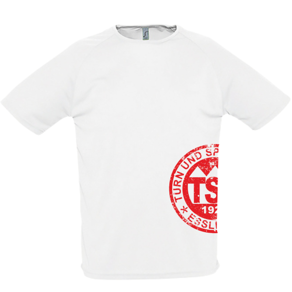 Poly T-Shirt Schwarz mit Logo Weiß oder Grau