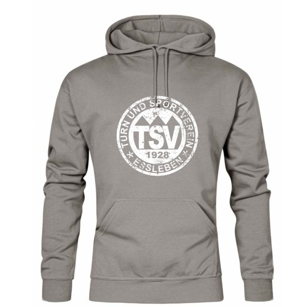 Herren Hoody Steel Grey mit Retro Logo Rot und Nackenschriftzug